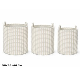CESTA X3 REDONDA C/ASAS 38X38X38/46CM BLANCO DALIA