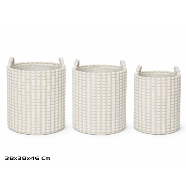 CESTA X3 REDONDA C/ASAS 38X38X38/46CM BLANCO DALIA