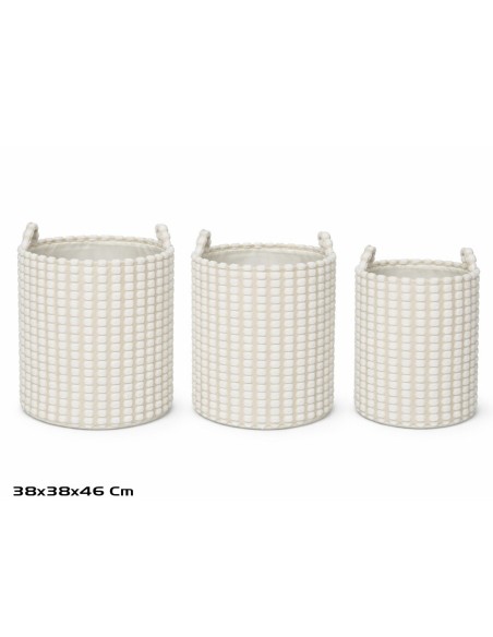 CESTA X3 REDONDA C/ASAS 38X38X38/46CM BLANCO DALIA