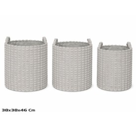 CESTA X3 REDONDA C/ASAS 38X38X38/46CM GRIS DALIA
