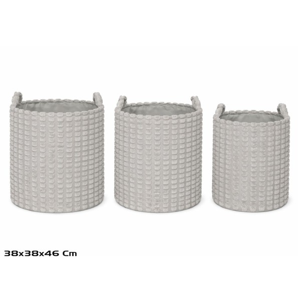 CESTA X3 REDONDA C/ASAS 38X38X38/46CM GRIS DALIA
