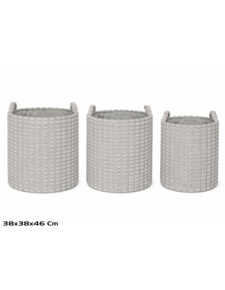 CESTA X3 REDONDA C/ASAS 38X38X38/46CM GRIS DALIA