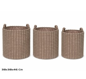 CESTA X3 REDONDA C/ASAS  38X38X38/46CM MARRON DALIA