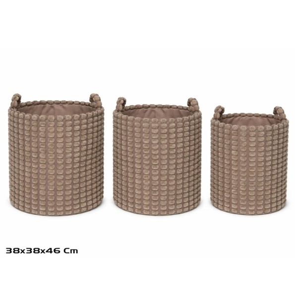 CESTA X3 REDONDA C/ASAS  38X38X38/46CM MARRON DALIA