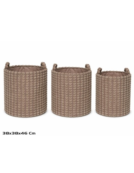 CESTA X3 REDONDA C/ASAS  38X38X38/46CM MARRON DALIA
