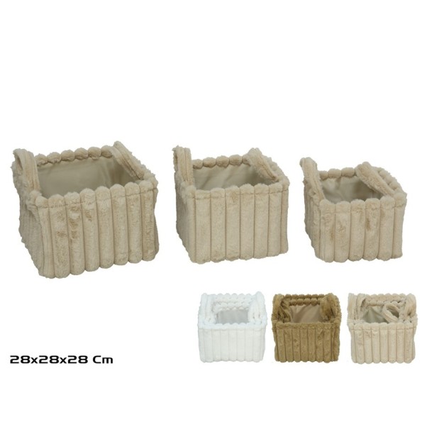 CESTA X3 CUADRADA C/ASAS 3 STD 28X28X20/28CM LOLAH
