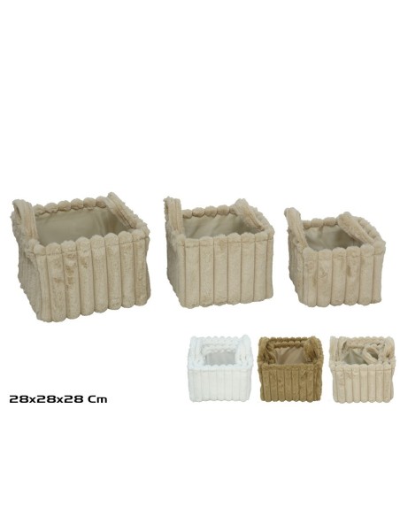 CESTA X3 CUADRADA C/ASAS 3 STD 28X28X20/28CM LOLAH