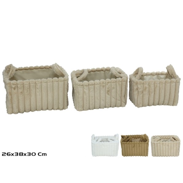 CESTA X3 RECTANGULAR C/ASAS 3 STD 38X26X22/30CM LORITA