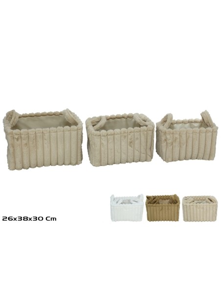 CESTA X3 RECTANGULAR C/ASAS 3 STD 38X26X22/30CM LORITA