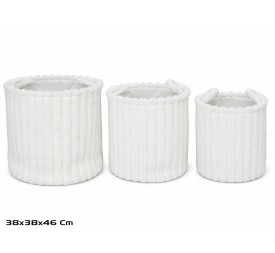 CESTA X3 REDONDA C/ASAS 38X38X38/46CM BLANCO LORITA