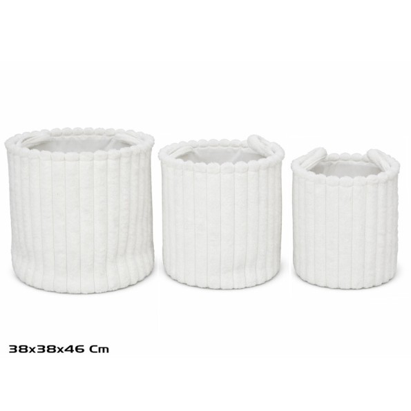 CESTA X3 REDONDA C/ASAS 38X38X38/46CM BLANCO LORITA