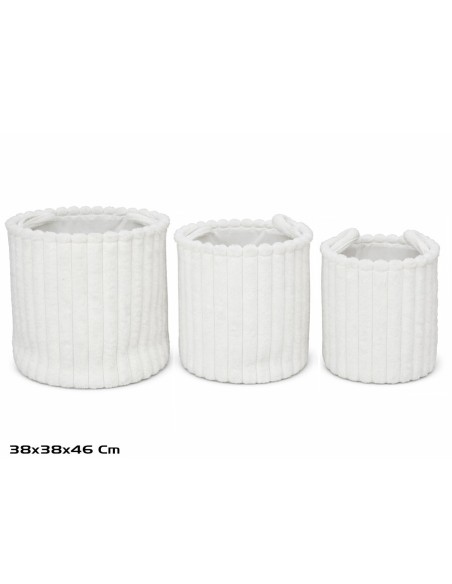 CESTA X3 REDONDA C/ASAS 38X38X38/46CM BLANCO LORITA