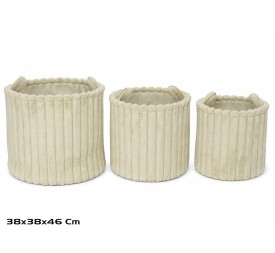 CESTA X3 REDONDA C/ASAS 38X38X38/46CM BEIGE LORITA