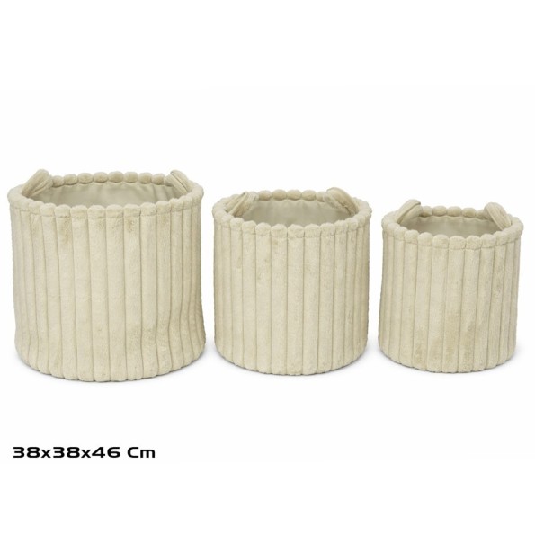 CESTA X3 REDONDA C/ASAS 38X38X38/46CM BEIGE LORITA