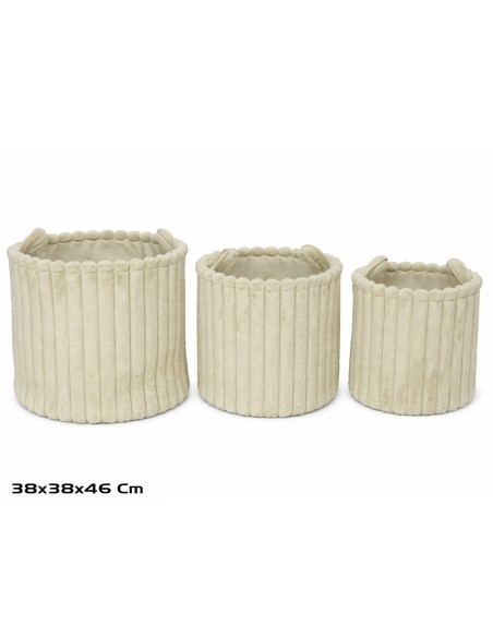 CESTA X3 REDONDA C/ASAS 38X38X38/46CM BEIGE LORITA