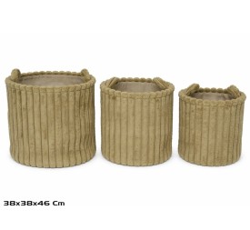 CESTA X3 REDONDA C/ASAS 38X38X38/46CM MARRON LORITA
