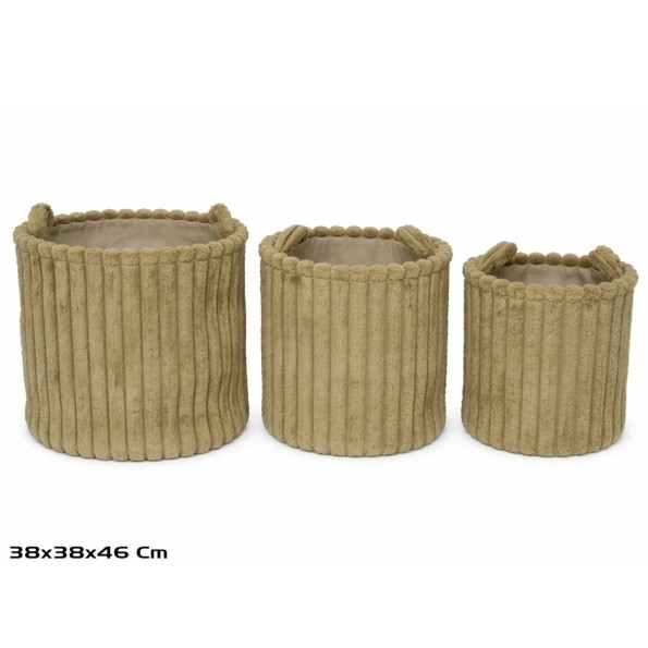CESTA X3 REDONDA C/ASAS 38X38X38/46CM MARRON LORITA