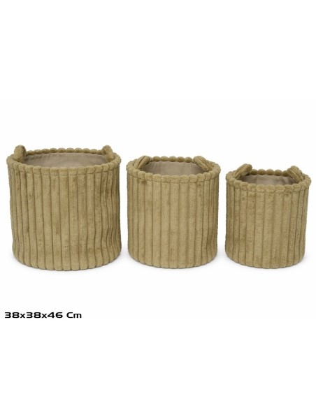 CESTA X3 REDONDA C/ASAS 38X38X38/46CM MARRON LORITA
