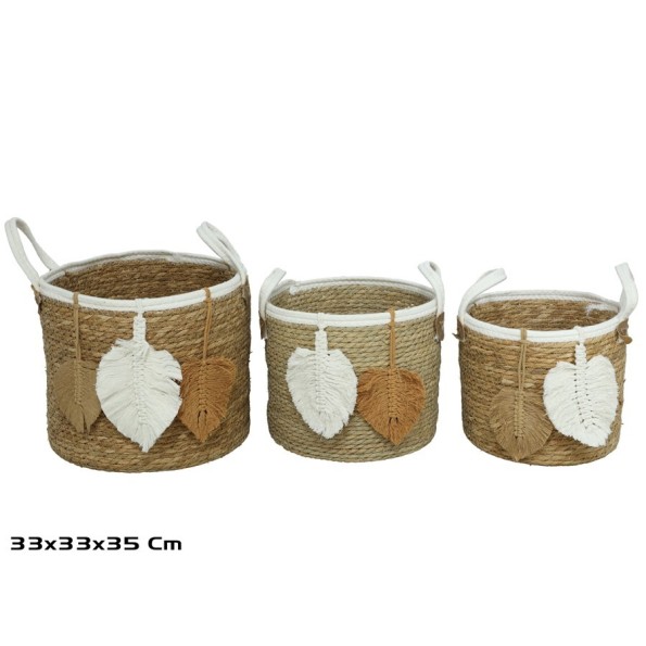 CESTA X3 C/ASAS 33X33X28/35CM PAOLA