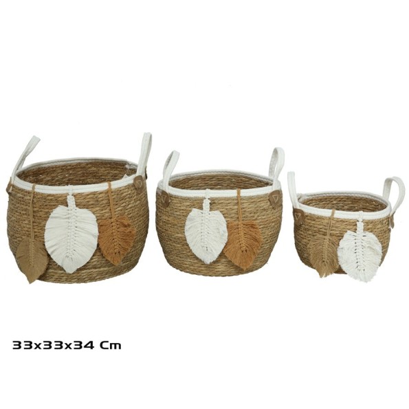 CESTA X3 C/ASAS 33X33X27/34CM PAOLA