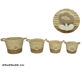 CESTA X4 C/ASAS 29X29X25/26CM FLORITA