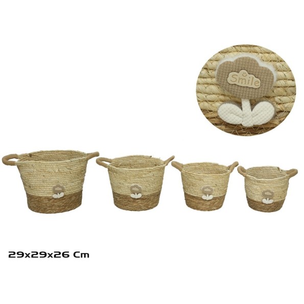 CESTA X4 C/ASAS 29X29X25/26CM FLORITA