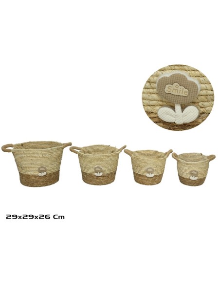 CESTA X4 C/ASAS 29X29X25/26CM FLORITA