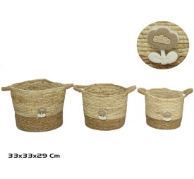 CESTA X3 C/ASAS 33X33X28/29CM FLORITA