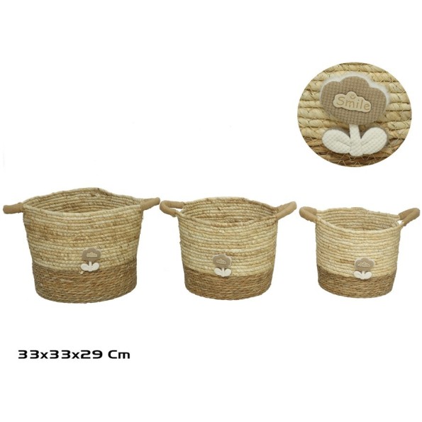 CESTA X3 C/ASAS 33X33X28/29CM FLORITA