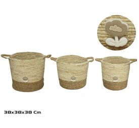 CESTA X3 C/ASAS 38X38X37/38CM FLORITA