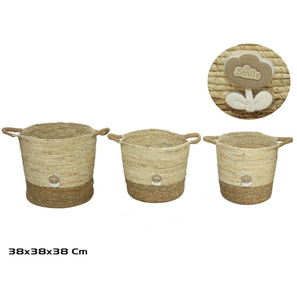 CESTA X3 C/ASAS 38X38X37/38CM FLORITA