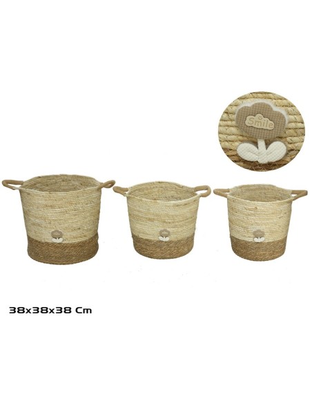 CESTA X3 C/ASAS 38X38X37/38CM FLORITA