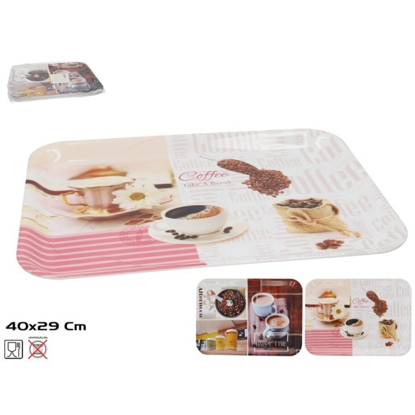 BANDEJA RECT. BUEN CAFE 40X29CM 2 SURT