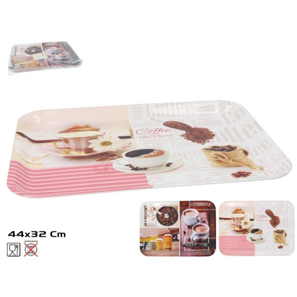 BANDEJA RECT. BUEN CAFE 44X32CM 2 SURT