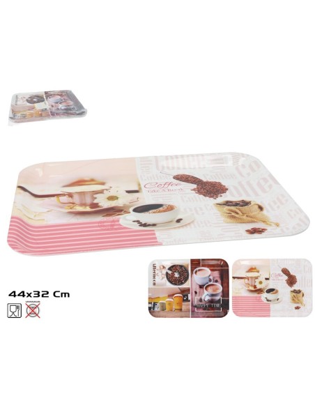 BANDEJA RECT. BUEN CAFE 44X32CM 2 SURT