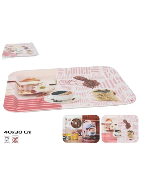 BANDEJA RECT. BUEN CAFE 40X30CM 2 SURT