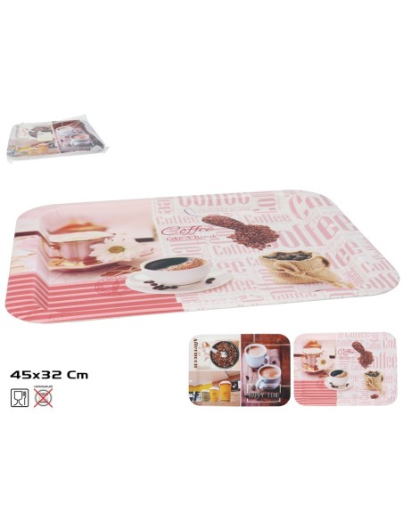 BANDEJA RECT. BUEN CAFE 45X32CM 2 SURT