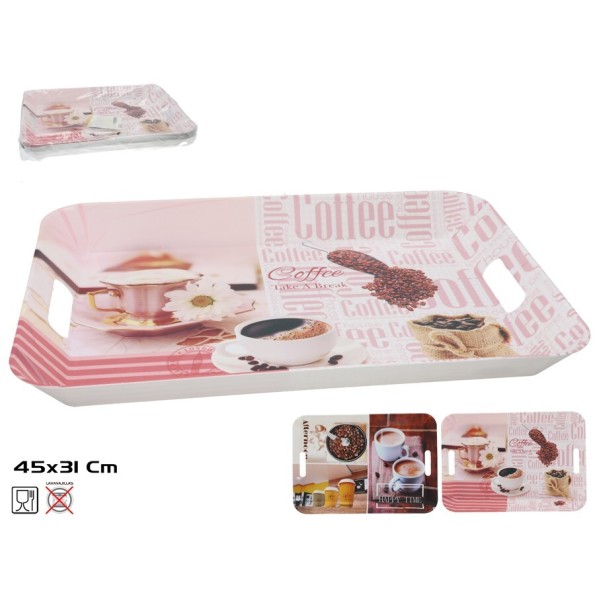 BANDEJA RECT. BUEN CAFE 45X31CM 2 SURT