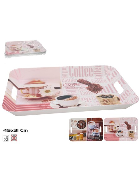 BANDEJA RECT. BUEN CAFE 45X31CM 2 SURT