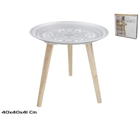 MESA AUXILIAR MADERA+MDF CASSIE 40X41CM PLATA