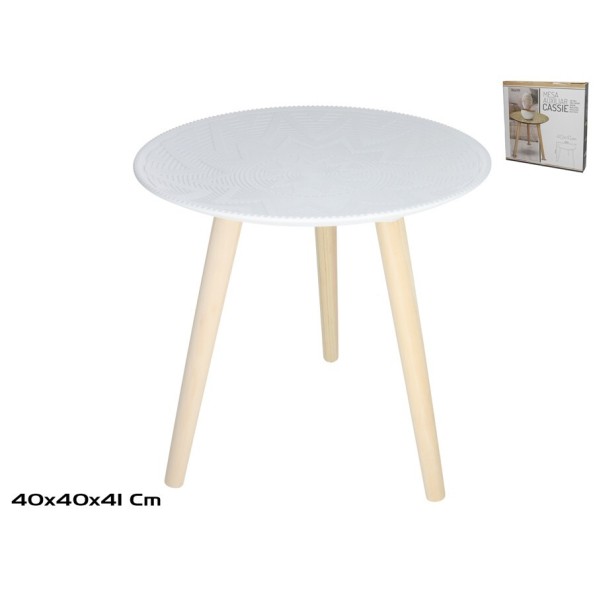 MESA AUXILIAR MADERA+MDF CASSIE 40X41CM BLANCO