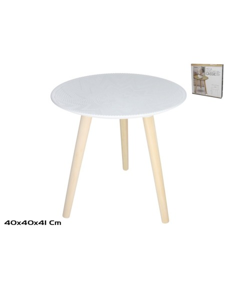 MESA AUXILIAR MADERA+MDF CASSIE 40X41CM BLANCO