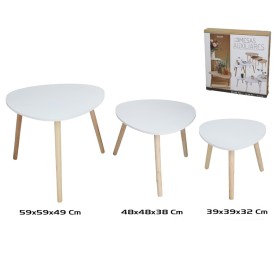 SET 3 MESAS AUXILIARES MADERA+MDF DARREN 59X59X49CM BLANCO+PINO