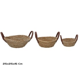 CESTA X3 REDONDA C/ASAS 25X25X9/15CM LEIRE
