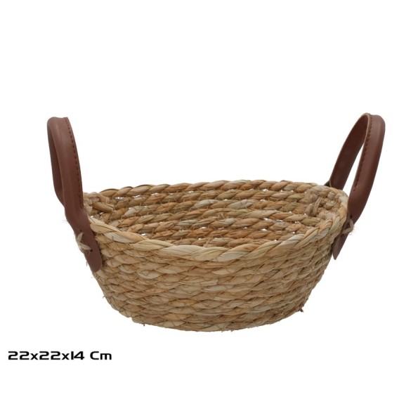 CESTA REDONDA C/ASAS  22X22X8/14CM LEIRE