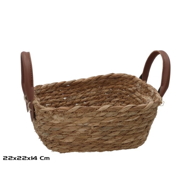 CESTA CUADRADA C/ASAS  22X22X8/14CM LEIRE