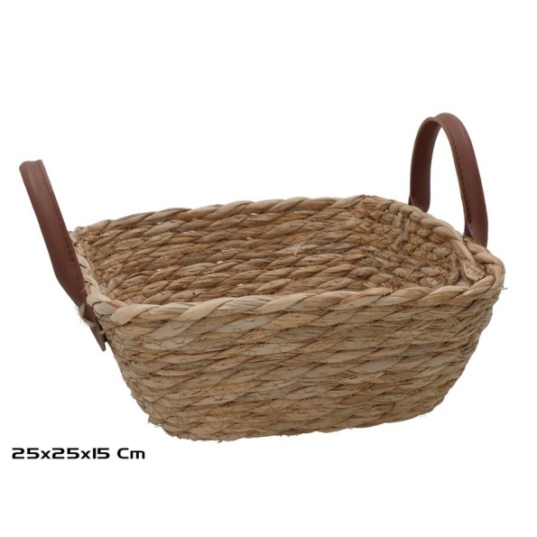 CESTA CUADRADA C/ASAS  25X25X9/15CM LEIRE