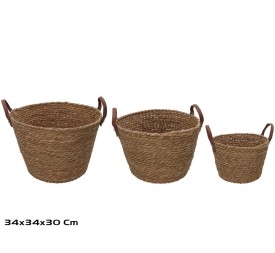 CESTA X3 REDONDA C/ASAS  34X34X24/30CM LEIRE