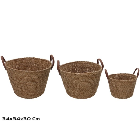 CESTA X3 REDONDA C/ASAS  34X34X24/30CM LEIRE