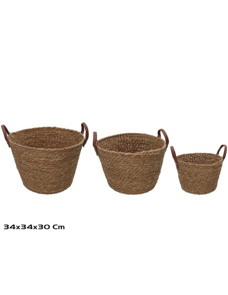 CESTA X3 REDONDA C/ASAS  34X34X24/30CM LEIRE